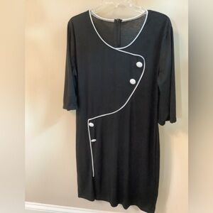 Lightweight black with white trim dress Ptp 21” new never worn but no tags Lg.